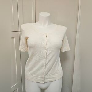 Aerie Women’s Large Off White Short Sleeve Cardigan